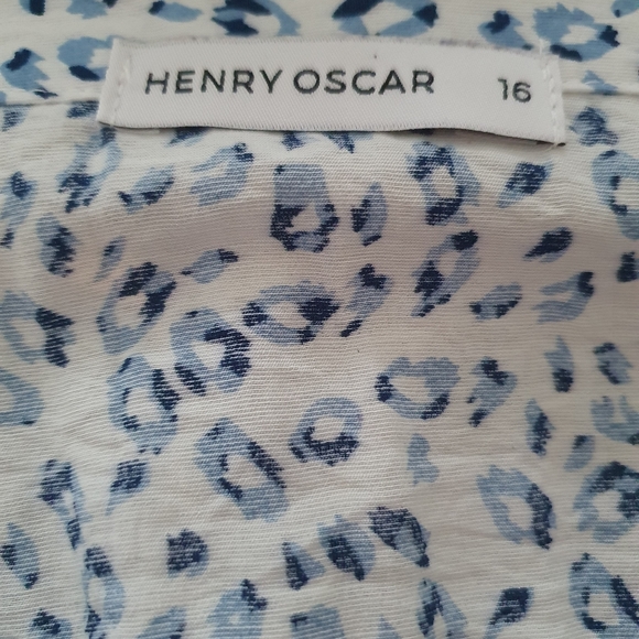 Henry Oscar blue animal print button down dress - Picture 4 of 6